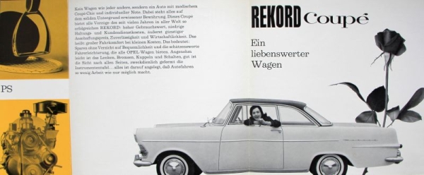 Opel Rekord 60 PS Modelprogram 1960 "Chic, flott, besonders" Carbrochure (8252)